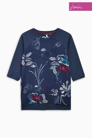 Joules French Navy Polly Birdberry Woven/Jersey Mix Top